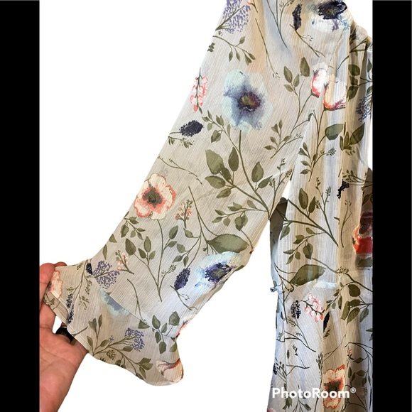 Jessica Simpson Semi-Sheer Polyester Green Maternity Floral Top NWT Sz Medium* - Picture 3 of 8